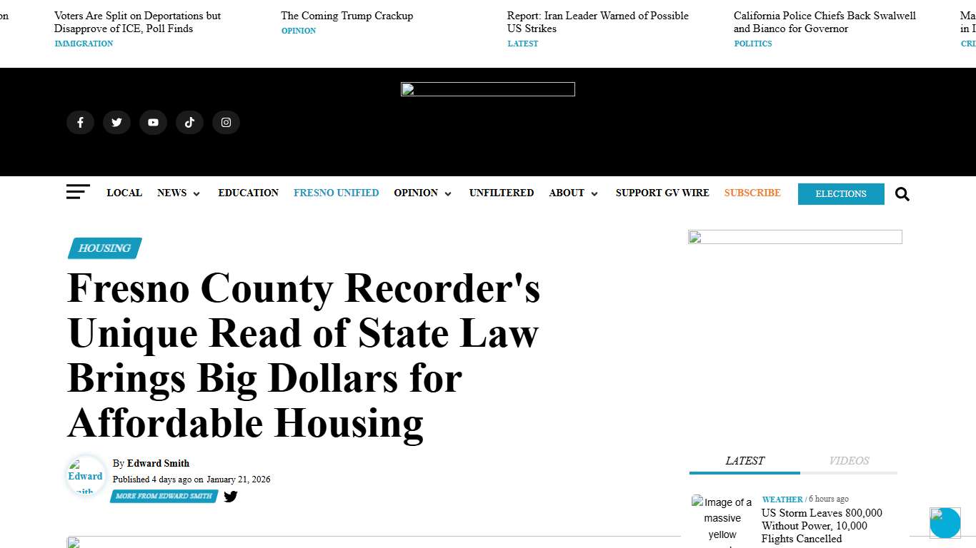 Fresno County Recorder's Unique Read of State Law Brings Big Dollars for Affordable Housing - GV Wire
